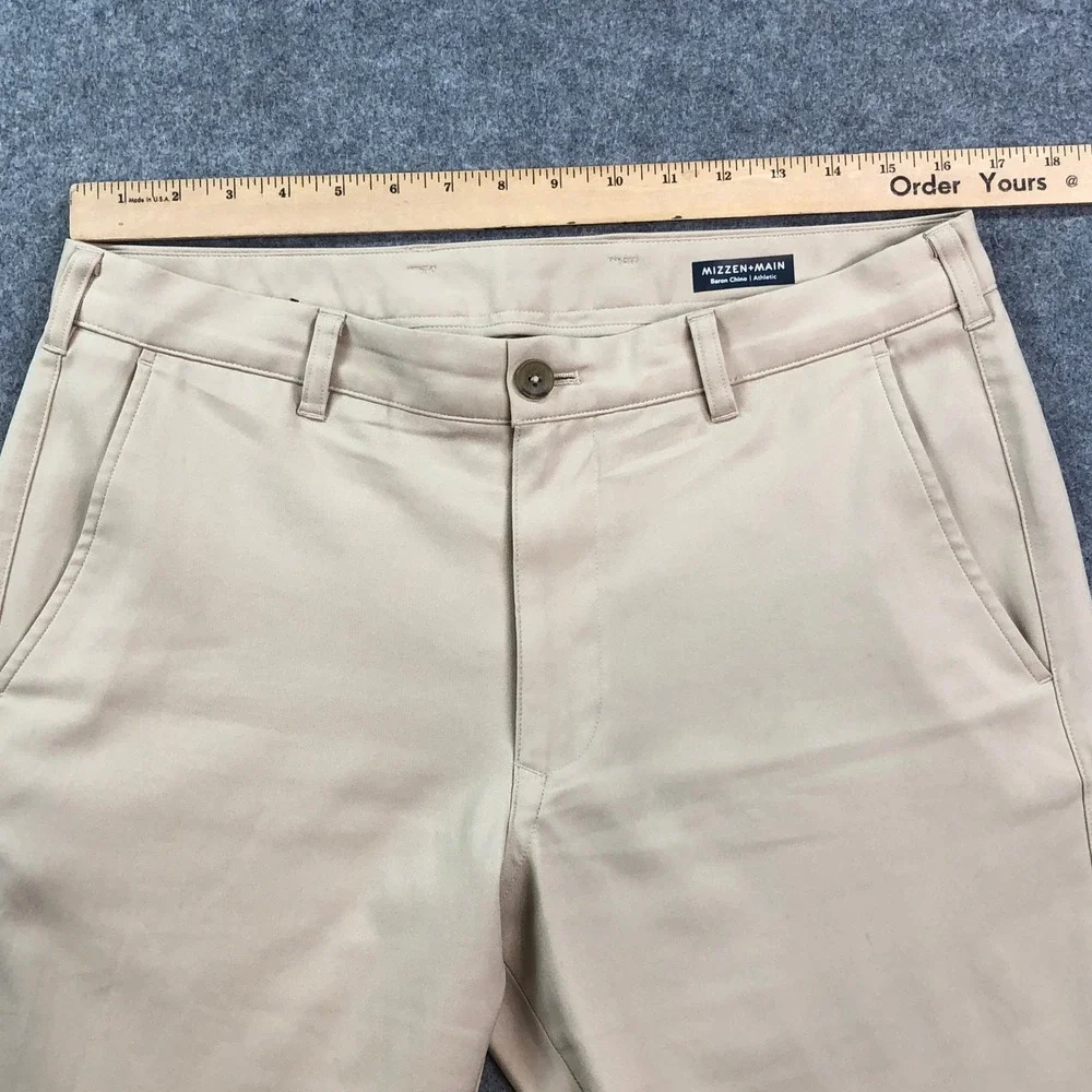 Mizzen and Main Mens Pants 32x32 Khaki Beige Baron Chino Performance Athletic